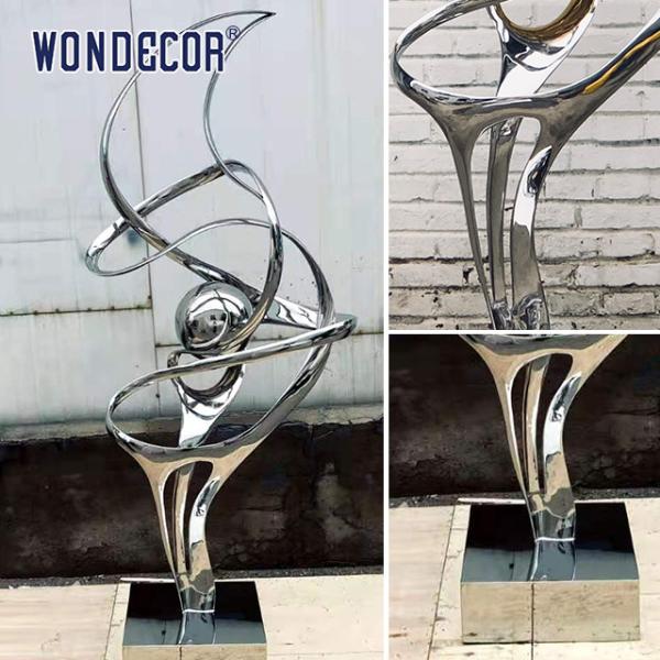 Outdoor large metal art decoration abstract ribbon stainless steel sculpture