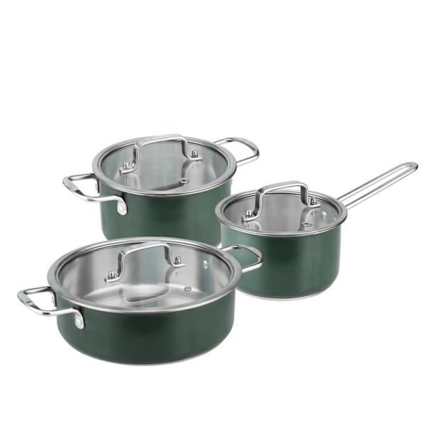 Home Kitchen Stainless Steel Cookware Set 3pcs With Lid