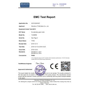 Wenzhou Tyhe Motor Co., Ltd. Certifications