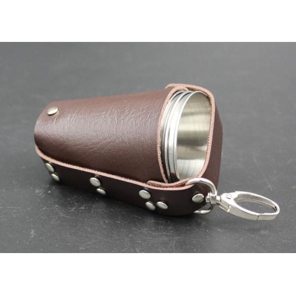 High Grade Metal Wine Cup Pu Skin Pat For Men European Style Logo Printable