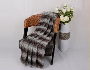Cheap Soft Polyester Fake Fur Blanket 2 Ply For Couch / Chair Throws High Warmth Retention wholesale