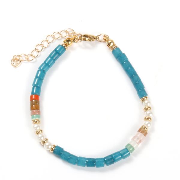 18.5cm Freshwater Pearl Bracelet , Natural Stone Tila Tile Bracelets