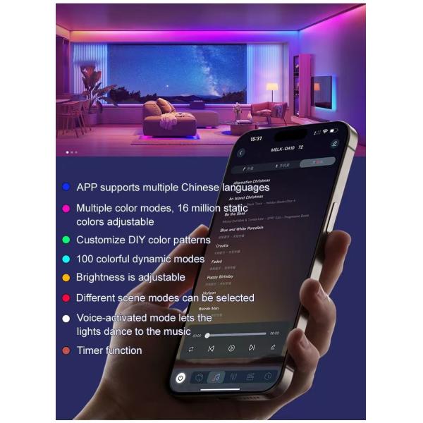 7 Colours RGB Wire String Light Intelligent Camping Rope Lights 200LM