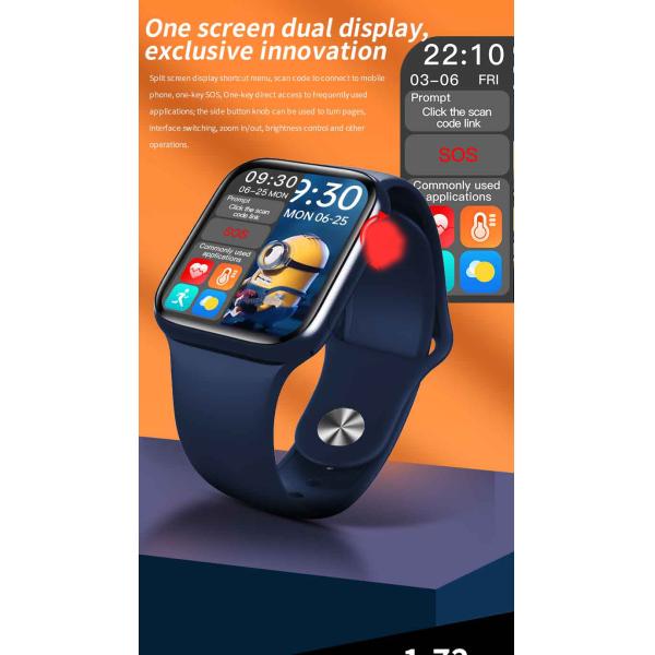 Bluetooth 5.2 Sport Watch Square Full Touch , 1.72inch Diving Smartwatch