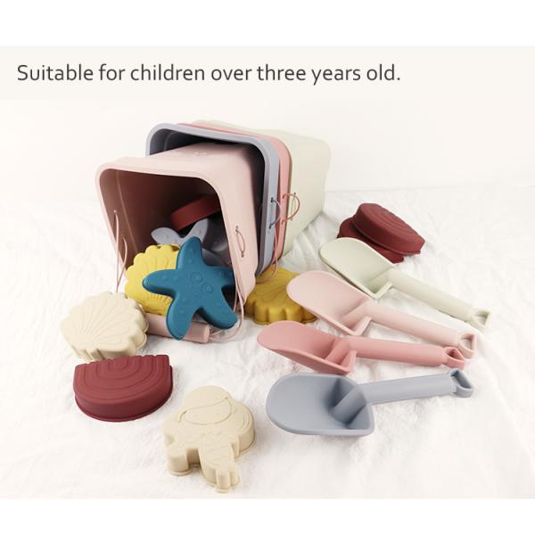 Wholesales Silicone Baby Toy Bucket Set Beach Toy Children Sand Playing Mold Shower Beach Bucket Toy