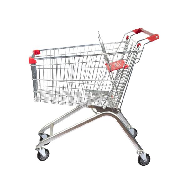Zinc Steel Supermarket Shopping Trolley European Style Grocery Shopping Cart