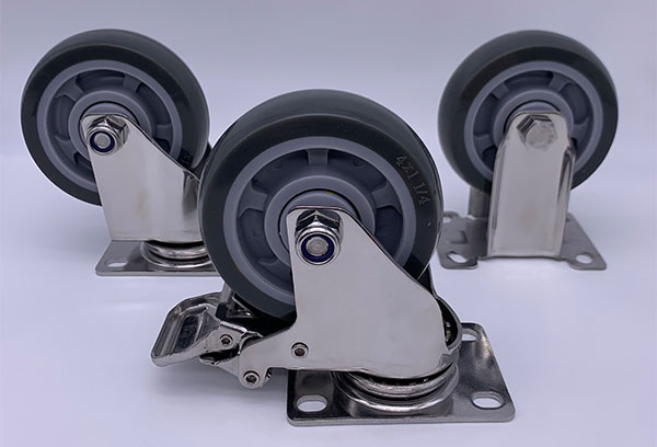 Stainless Steel Fork PU Tread Locking Caster 75mm 100kg Load