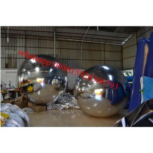 Silver Mirror Ball , Inflatable Advertising Advertising Balloons Ornaments