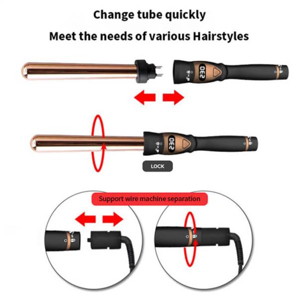 LCD 5 In 1 Curling Iron Wand Set Adjustable Temperature Wave Curling Iron 100V - 240V