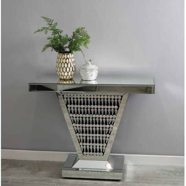 Sparkly Mirrored Crushed Diamond Teardrop Console Table For Living Room
