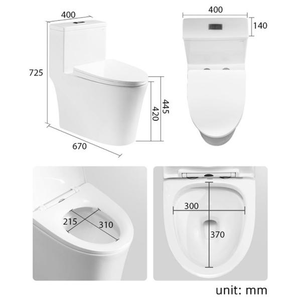 One Piece Bathroom Ceramic Toilet 4.2 / 6L Dual Siphon Flushing Floor Mounted