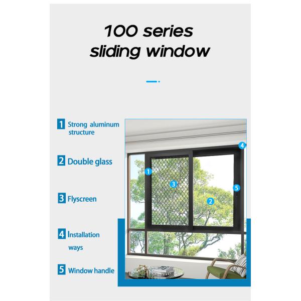Standard Aluminum Sliding Glass Window , Double Layer Aluminum Alloy Window