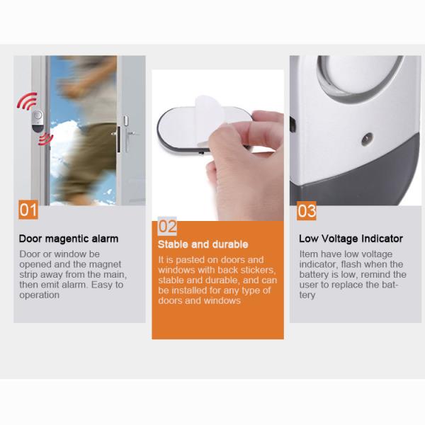 Home Security Door Magnetic Alarm 125db Window Anti Theft Device White 75*39*12.2MM