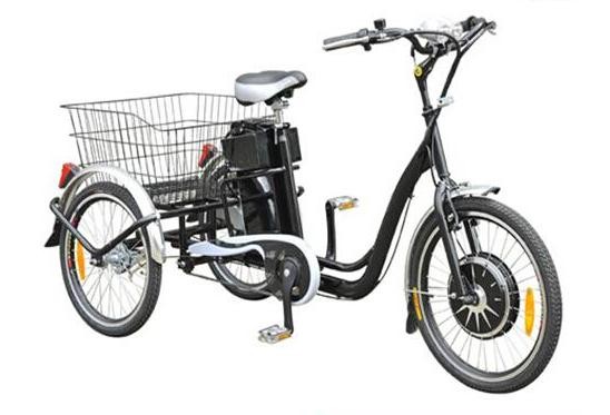 Quality 22"  Electric Adult Tricycles Black 3 Wheel Electric Trike With Rear Luggage Carrier for sale
