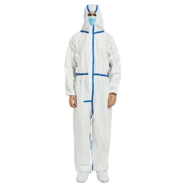 Antistatic with Hood Suit Medic Safety Protection Clothing White PP Waterproof Overalls Disposable Coverall OEM and Sample Free