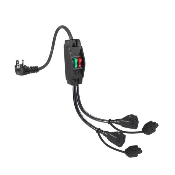 Black Reel Angle Connector H05vv F Plug Iec C13 Iecc14 Male To Female Y Splitter Cable Power Extension Cord