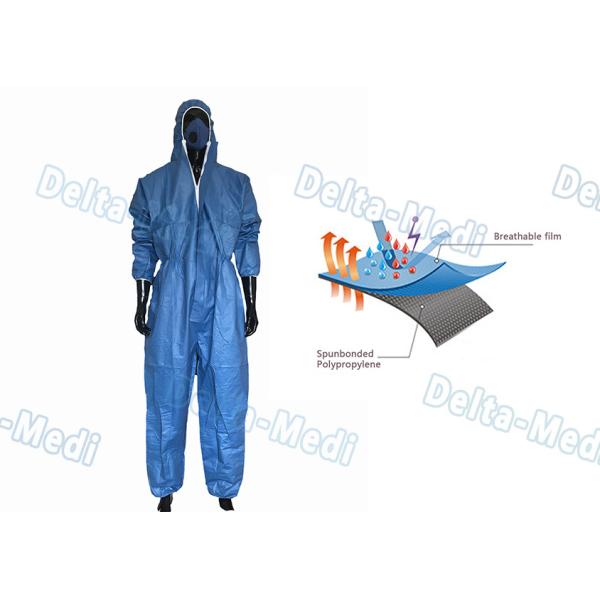 Blue Film Breathable Disposable Coveralls Working Uniform S - XXL For Industry