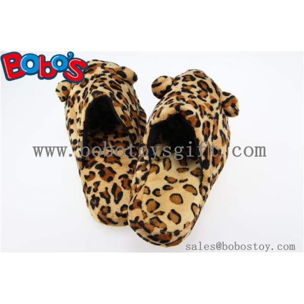 Men Shoes Plush Stuffed Leopard Microwave Flaxseed and Lavender Slipper