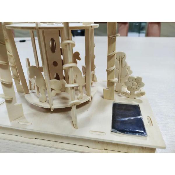 Children Diy Solar Toy Educational Solar Power Wooden Puzzle With Solar Panel