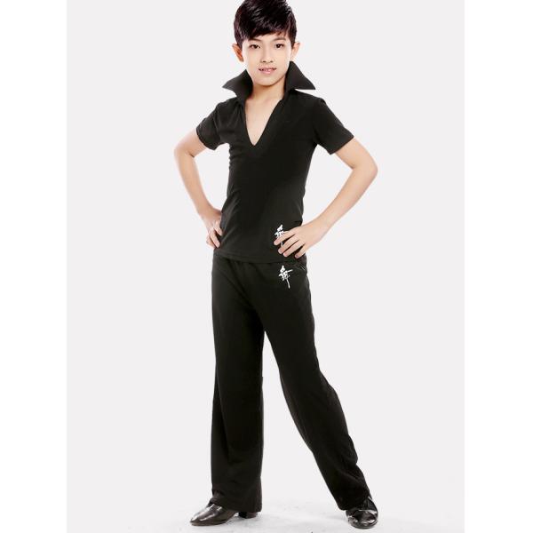 new offer latin dance clothes boy Ruffly blue white black modern dance stage children latin dance clothes