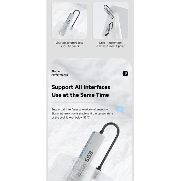 7 In 1 USB C HUB Multifunction Ports Fast Transmission 60W 4K 30Hz