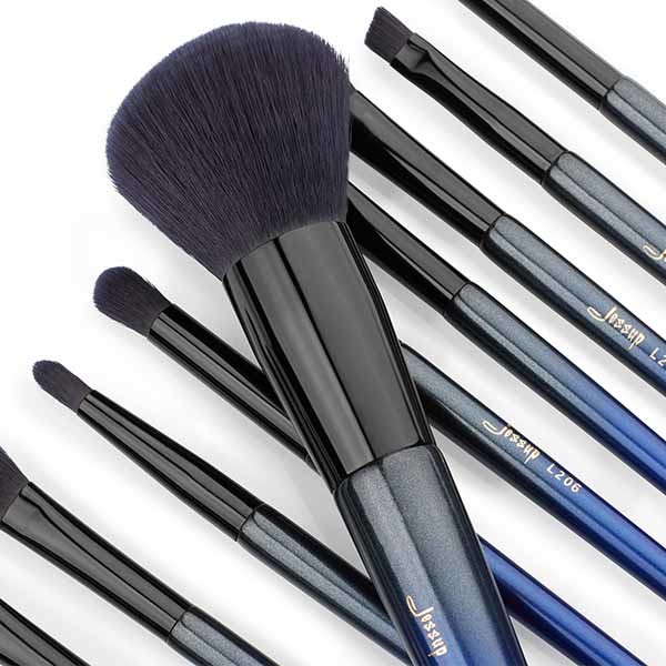 portable No fading Blue Handle Makeup Brushes Faux Squirrel Hair