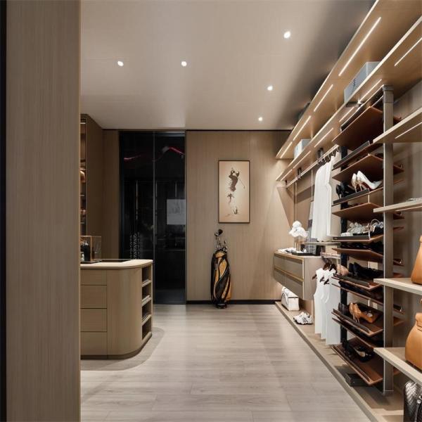 Premium Dressing Room Open Closet Walk In Closet With Light Wood Grain