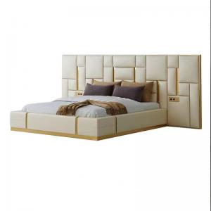 Cheap Bentley Luxury Leather Cowhide King Size Bed Large Apartment Hotel Room wholesale