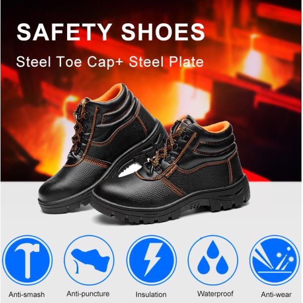 European Standard Genuine Leather Waterproof Men Work Safety Shoes Boots With Steel Toe Cap And Steel Plate