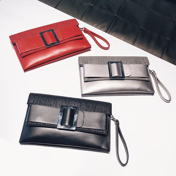 29cm Black Leather Clutch Purse