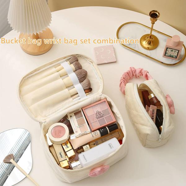 Soft Corduroy Makeup Bag Set Makeup Bag Organizer Bag Large Shock-proof Cute Makeup bag Suitable for la