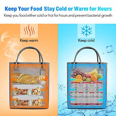 Large Thermal Cooler Lunch Bag , Keep Cool Insulated Bag 10.1 X 8.6 X 5.5 IN