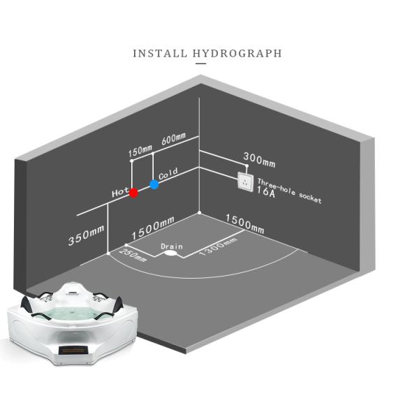 Freestanding 60 Inch Air Jet Bathtubs Whirlpool 1560x800mm Radio Function