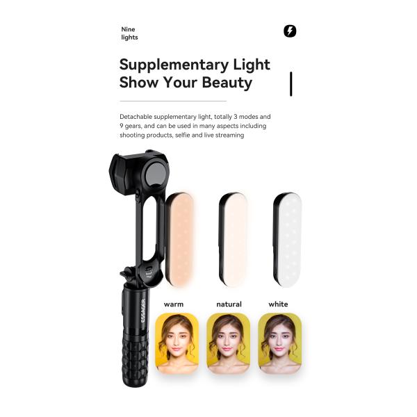 Essager Single-axis Gimbal Stabilizer Phone Holder With LED Fill Light Handheld Mobile Phone Stand