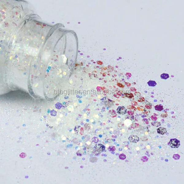 Other Holiday Supplies Die Cutting Printing Holographic Silver Chunky Glitter with Stars Mixes