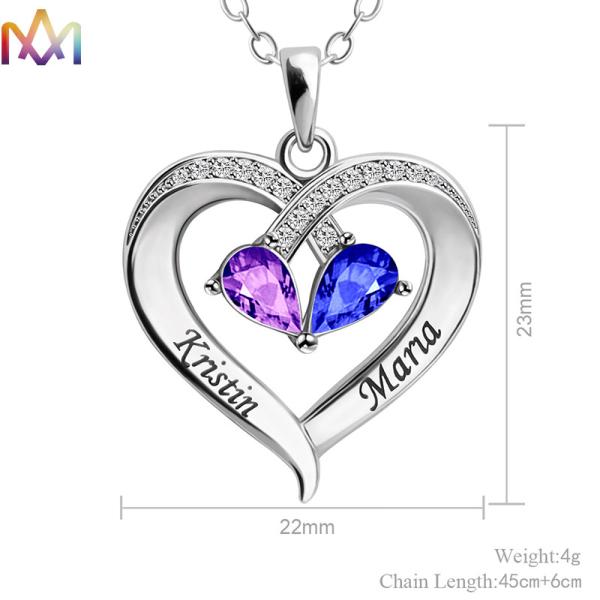 Forever Together 22x33MM Heart Pendant Womens Engraved Necklace