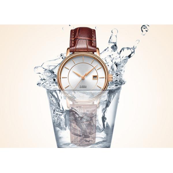 Lovers Brown Automatic Watch , Stainless Steel Automatic Leather Strap Watch