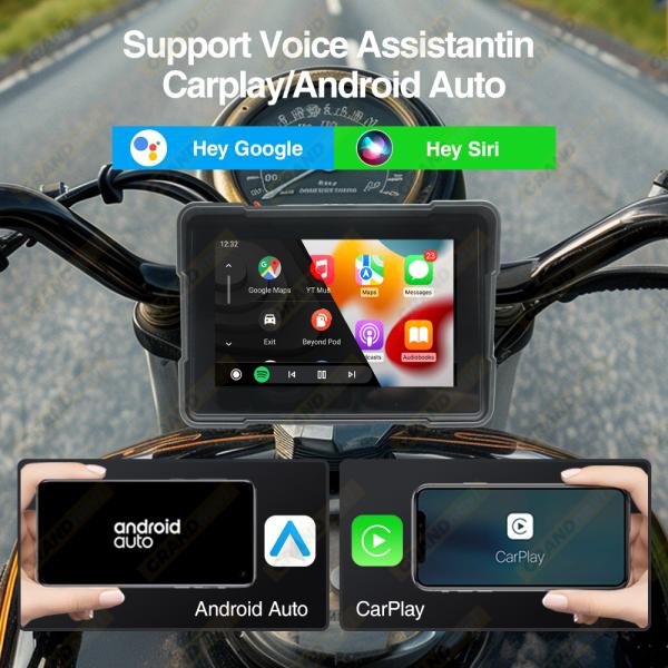 PORTABLE 5 INCH CARPLAY SCREEN 1080P FRONT REAR CAMERA BIKE WITH BUILT-IN GPS NAVIGATION DVR MOTO CAMERA