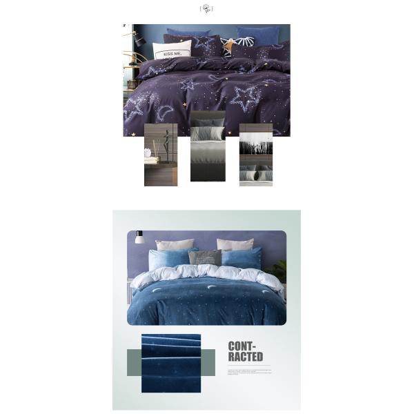 Constellation Printed Duvet Cover Pillowcase Bedding Set with Reactive Printed Dyeing