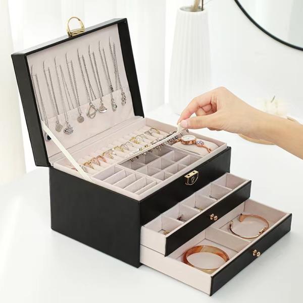 Luxury Green Pu Square Jewelry Cases With Two Drawers For Jewelry Set Gift
