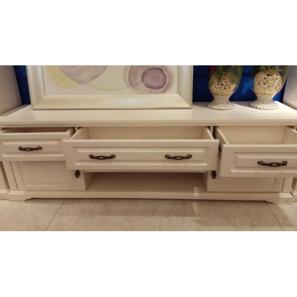 Moisture - Proof European Contemporary Furniture White TV Cabinet With Six Drawers