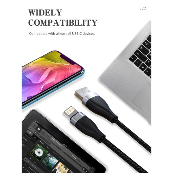 IPhone 11 Charging 6 Foot Data USB Cable 5V 2.4A Output CE Listed