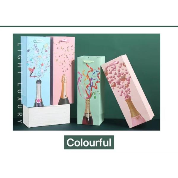 Custom Print Wine Bottle Paper Bags Gold Stamping Corrugated Cardboard Boxes