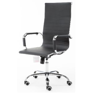 PU Leather Upholstery Padded Armrests Ergonomic Gaming Desk Chair 350mm Chrome Base 100mm Pneumatic Lift 200 Lbs / 90kg Capacity Chrome Frame