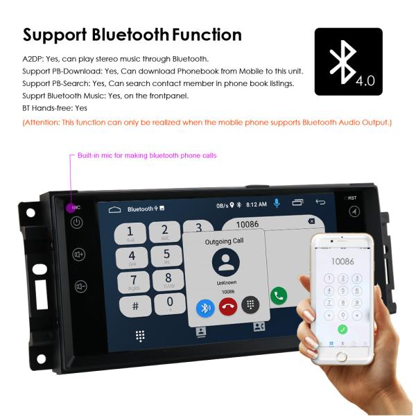 Steering Wheel Control 7-Inch Multimedia Car Radio Stereo for Jeep Cherokee 2007-2014