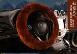 Warm Comfortable Sheepskin Steering Wheel Cover 3 Spoke Anti Slip For Safety