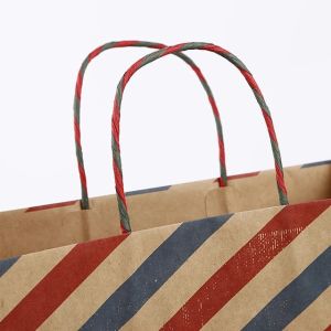 150GSM Twisted Handle Brown Printed Kraft Paper Bags