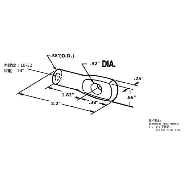Coined 5/16 Hole SS316 Stainless Steel Rod Ends For Diameter Cylinder