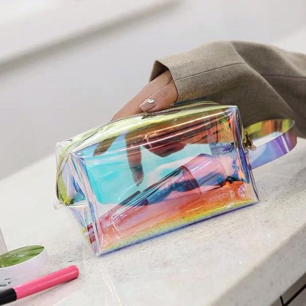 Holographic Transparent PVC Cosmetic Bag Hologram W21x11HxD7.5cm
