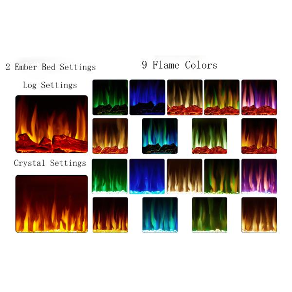Electric Fire Place with 9 Flame Colors Wall Mounted Electric Fireplace Heater Flame